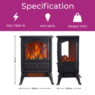 Neo Electric Fire Heater Realistic Flame Effect - Black
