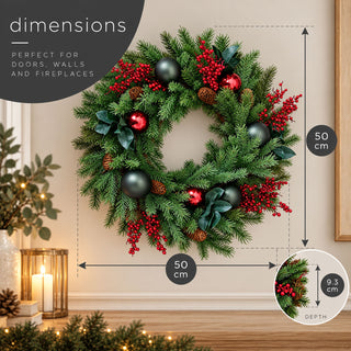 Neo Luxury Artificial Christmas Wreath Red Berries Baubles