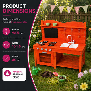 Neo Wooden Outdoor Mud Kitchen Kids Garden Play Double Sink