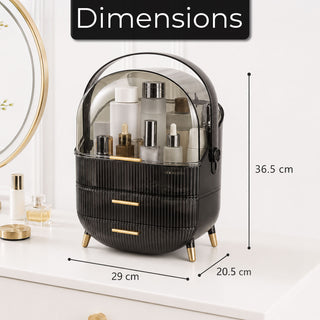 Neo Transparent Black Three Layer Cosmetic Makeup Organiser & Holder