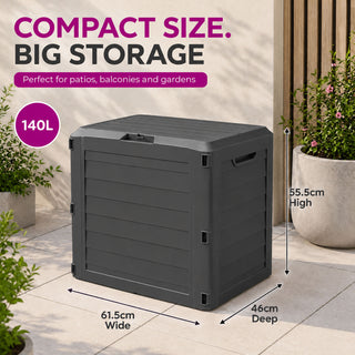 Neo Dark Grey 140L Garden Storage Box Outdoor Chest