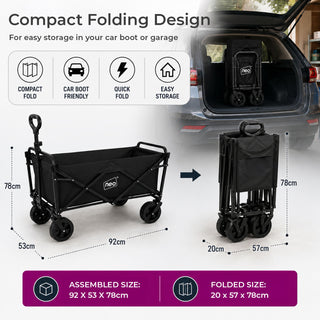 Neo Black Folding Wagon Garden Cart 140L 120kg