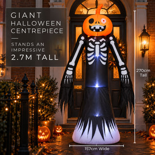 Neo Halloween Inflatable Pumpkin Skeleton with LED Lights 2.7 Metre
