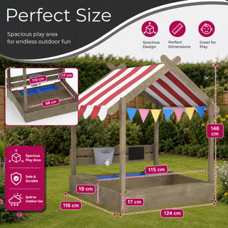 Neo Wooden Sandbox Canopy Outdoor Garden Sand Pit