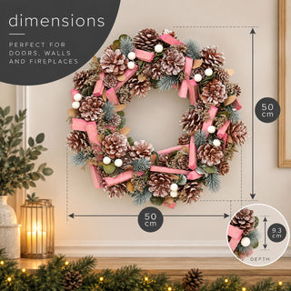 Neo Christmas Frosted White Pink Berries Wreath