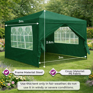 Neo Green 3m x 3m Light Weight Event Gazebo Canopy Marquee Tent