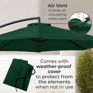 Neo Green Outdoor Freestanding Parasol with Led Lights 3 Metre
