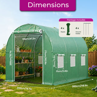 Neo Garden Polytunnel Walk-In Greenhouse 3x2x2m