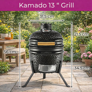 Neo Black Kamado 13" Ceramic Mini BBQ Grill