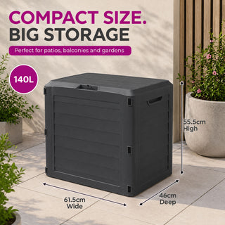 Neo Black 140L Garden Storage Box Outdoor Chest