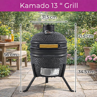 Neo Grey Kamado 13" Ceramic Mini BBQ Grill