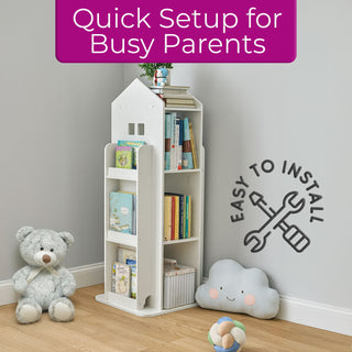 Neo White House Shaped 360° Rotating Kid's Freestanding Bookshelf