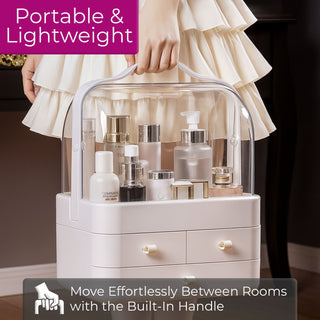 Neo White Acrylic Makeup Storage Organiser with Lid & Drawers
