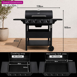 Neo Black Steel 4 Burner Gas Outdoor BBQ Grill