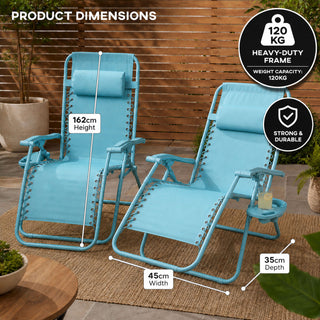 Neo Aqua Zero Gravity Recliner Garden Sun Loungers Set of Two