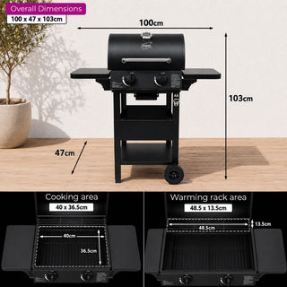 Neo Black Steel 2 Burner Gas BBQ Grill