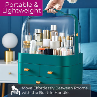 Neo Green Acrylic Makeup Storage Organiser with Lid & Drawers