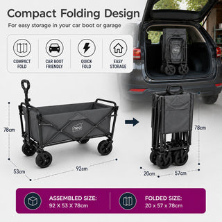Neo Grey Folding Wagon Garden Cart 140L 120kg