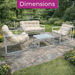 Neo White 4 Piece Outdoor Metal Patio Garden Furniture Set