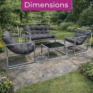 Neo Grey 4 Piece Outdoor Metal Patio Garden Furniture Set