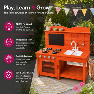 Neo Wooden Outdoor Mud Kitchen Kids Garden Play Double Sink