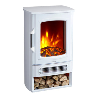 Neo 1000W / 2000W Electric Heater With Realistic Flame and Log Store - White