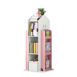Neo Pink House Shaped 360° Rotating Kid's Freestanding Bookshelf
