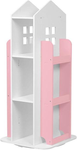 Neo Pink House Shaped 360° Rotating Kid's Freestanding Bookshelf