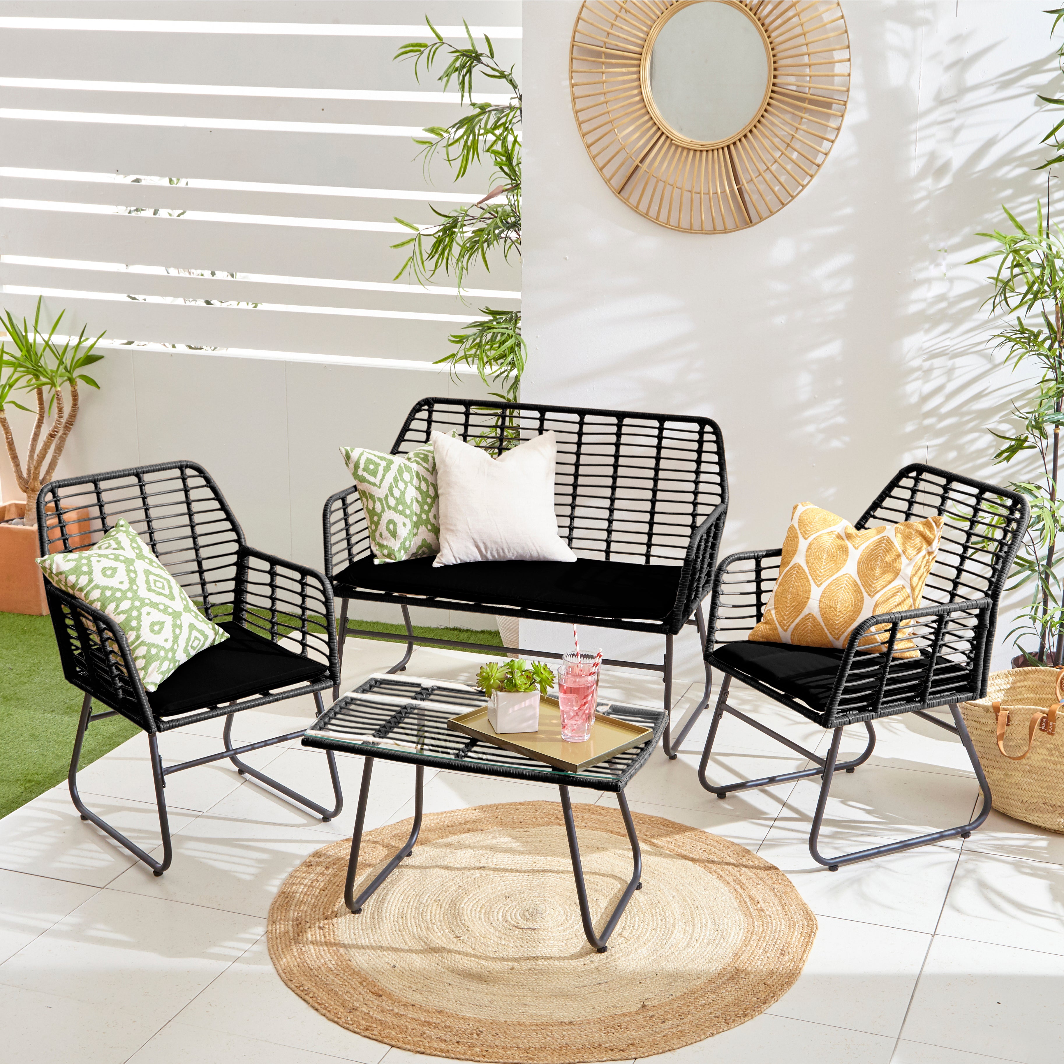 Neo Black Piece Bamboo Style Table Chairs Set – Neo Direct