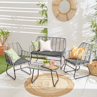 Neo Grey 4 Piece Bamboo Style Table & Chairs Set