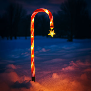 Neo Large 42cm 12 Piece Set Pack Remote Solar Panel Battery Candy Cane Christmas Lights LED Outdoor Decorations 8 Modes Festive Path Waterproof Yard Stakes