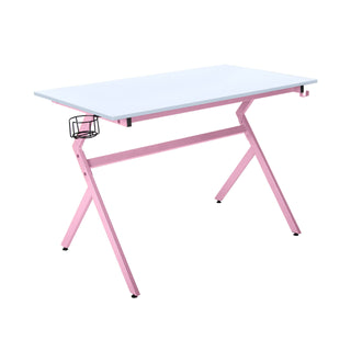 Neo Pink Ergonomic PC Gaming Office Desk with Headphone Hook