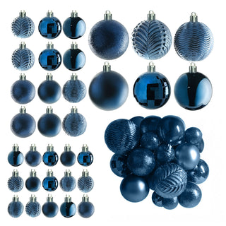 Neo Midnight Blue 36PCS Christmas Tree Ornaments Set Baubles Glitter Balls Holiday Festive Decorations Assorted Sizes Colours Home Party Décor