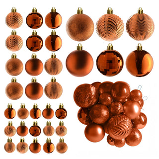 Neo Bronze 36PCS Christmas Tree Ornaments Set Baubles Glitter Balls Holiday Festive Decorations Assorted Sizes Colours Home Party Décor