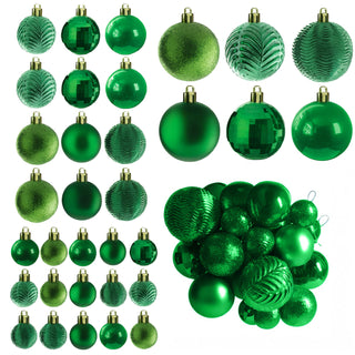 Neo Green 36PCS Christmas Tree Ornaments Set Baubles Glitter Balls Holiday Festive Decorations Assorted Sizes Colours Home Party Décor