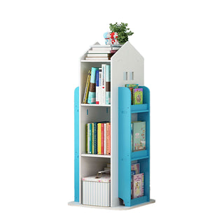 Neo Blue House Shaped 360° Rotating Kid's Freestanding Bookshelf