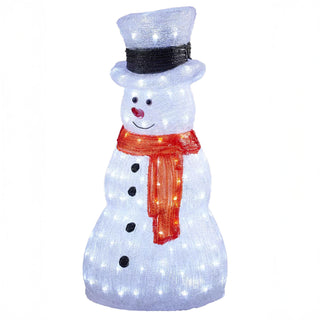 Neo 70cm Acrylic Light Up Snowman Outdoor Festive Christmas Garden Porch Decoration Display Warm White Bright LEDs Illuminated Weatherproof