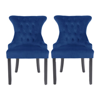 Neo Midnight Blue Studded Velvet Dining Chairs with Ring Knocker Detail
