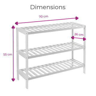 Neo White 3-Tier Bamboo Shoe Rack Stand Natural Wooden Shoe Storage Shelf for Hallway Bedroom Bathroom