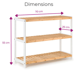Neo White Natural 3-Tier Bamboo Shoe Rack Stand Natural Wooden Shoe Storage Shelf for Hallway Bedroom Bathroom