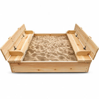 Neo Outdoor Wooden Kids Sandbox Sandpit Folding Bench Lid