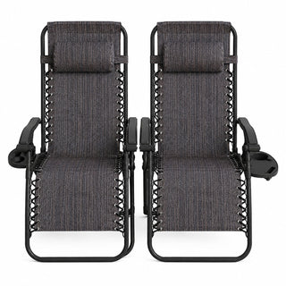 Set of Two Neo Slate Grey Zero Gravity Recliner Garden Sun Loungers