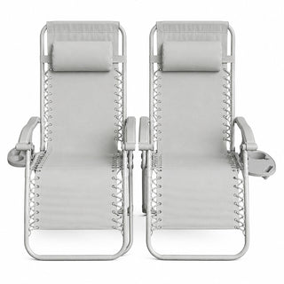 Neo Cool Grey Zero Gravity Recliner Garden Sun Loungers Set of Two