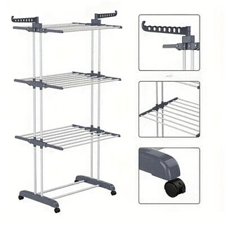 Neo Grey 4 Tier Folding Clothes Horse Drying Rack