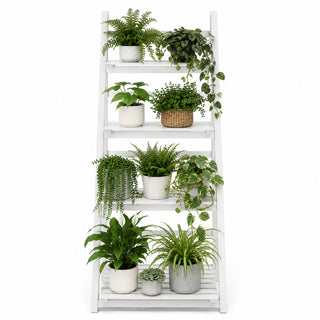 Neo White 4 Tier Wooden Foldable Plant Stand