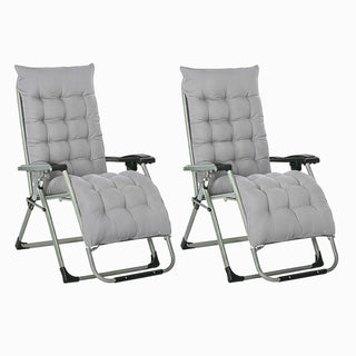 Neo Grey Zero Gravity Sun Lounger With Padded Cushions Set of Two
