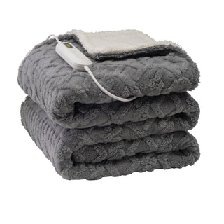 Neo Grey Electric Cable Knit Heated Throw