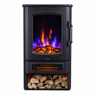 Neo Black 2000W Electric Heater with Realistic Flame Remote Control
