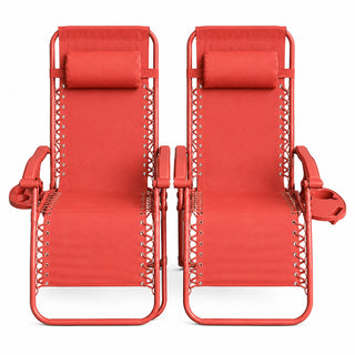 Neo Red Zero Gravity Recliner Garden Sun Loungers Set of Two