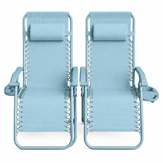 Neo Sky Blue Zero Gravity Recliner Garden Sun Loungers Set Of Two